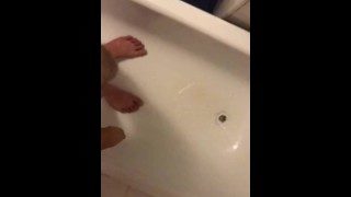 Pissing after cum and wanking
