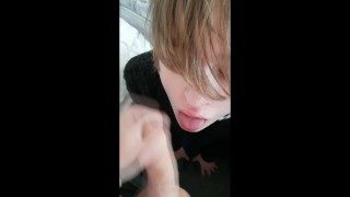 Slutty femboy sucking cock